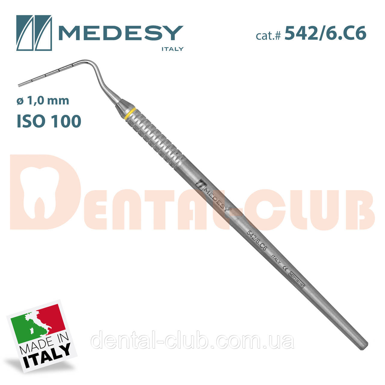 Плаггер кореневий Plugger ISO 100 d1,0 мм односторонній, кольорове кодування кругла ручка 6 мм,Medesy 542/6.C6, фото 1