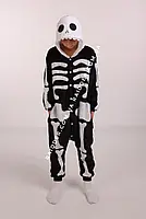 Пижама кигуруми Скелет для взрослых и детей kigurumi на геловин черный (1022 / 2022)