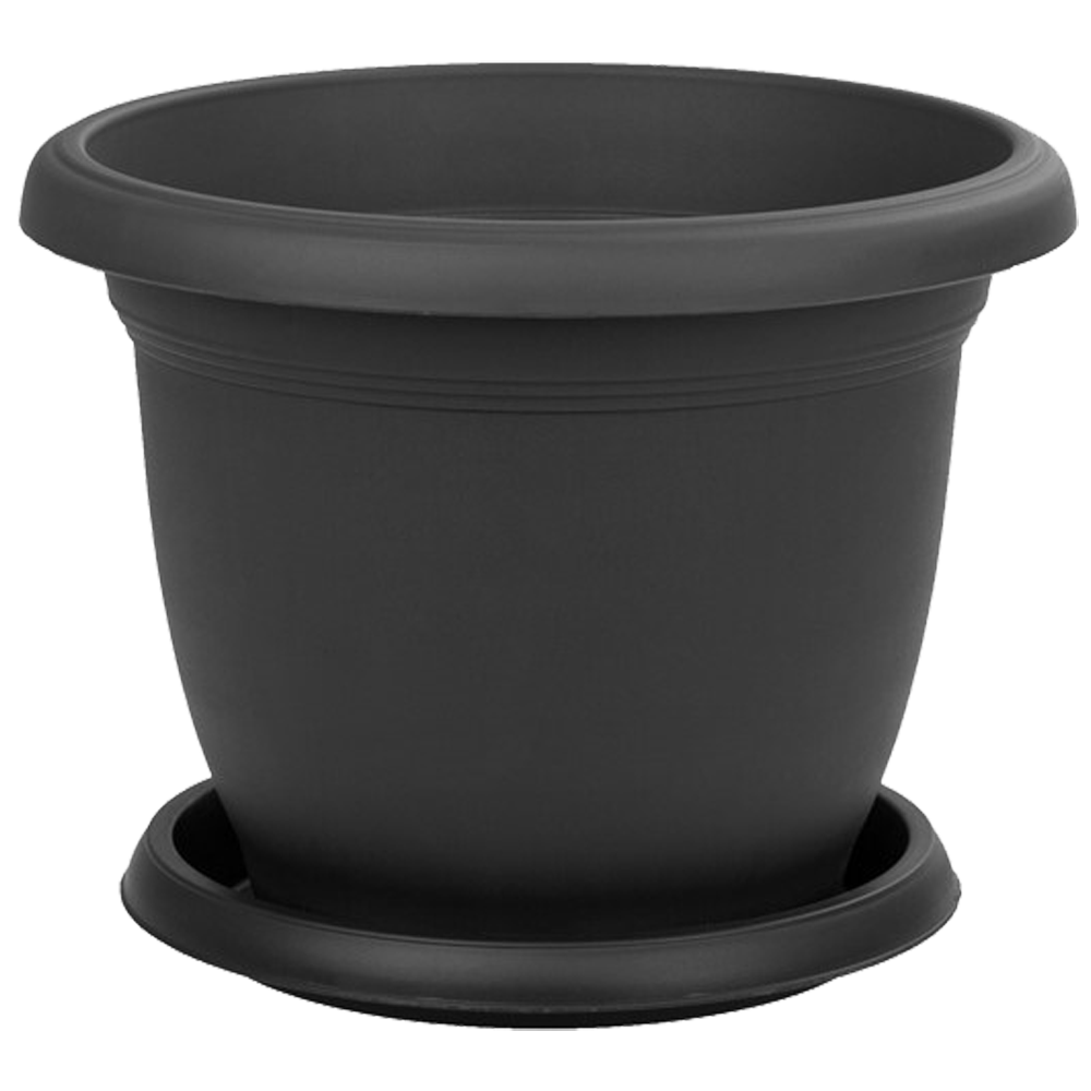 Горщик для квітів з піддоном Villa 1,7 л антрацитовий, фото 1