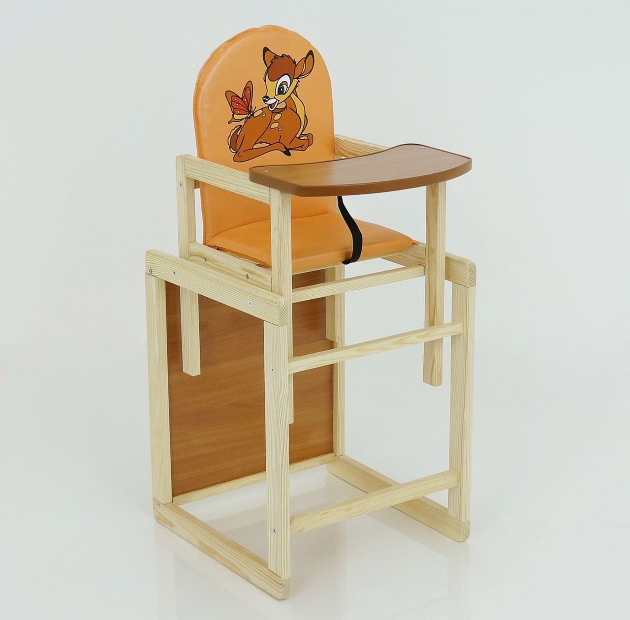 Дитячий дерев'яний стільчик-трансформер для годування ТМ Мася "Оленя Бембі" №2045, помаранчевий