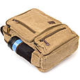 Рюкзак текстильный дорожный унисекс на два отделения Vintage 20616 Бежевый, фото 5