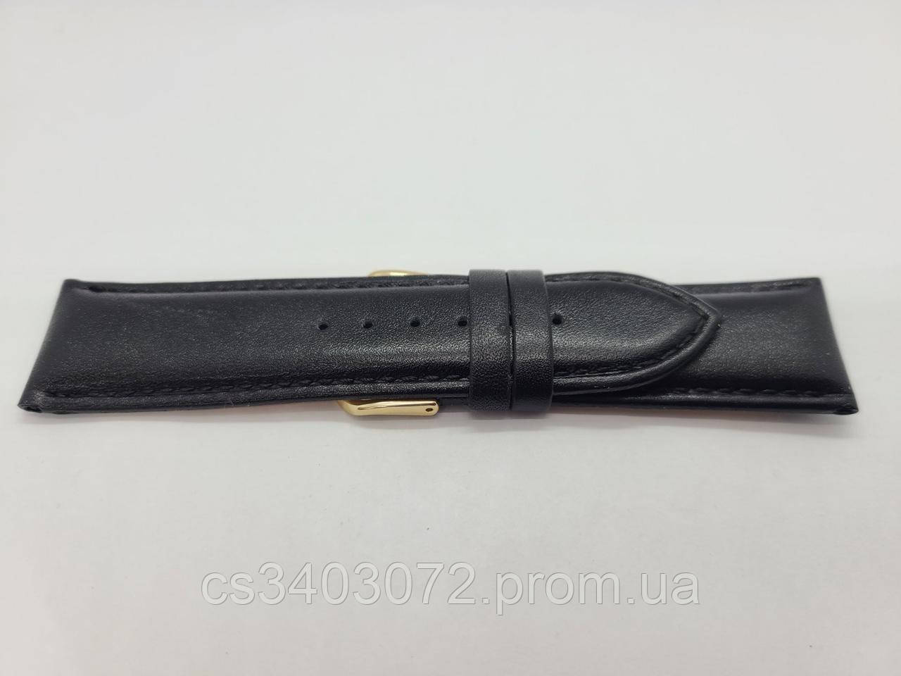 Чорний шкіряний ремінець для наручних годинників з фактурою під крокодила, 26мм