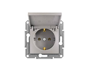 Asfora розетка із заземленням з кришкою бронза Schneider Electric, EPH3100169