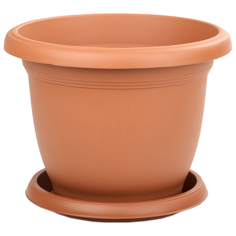 Горщик для квітів з піддоном Villa 1 л теракотовий, фото 1