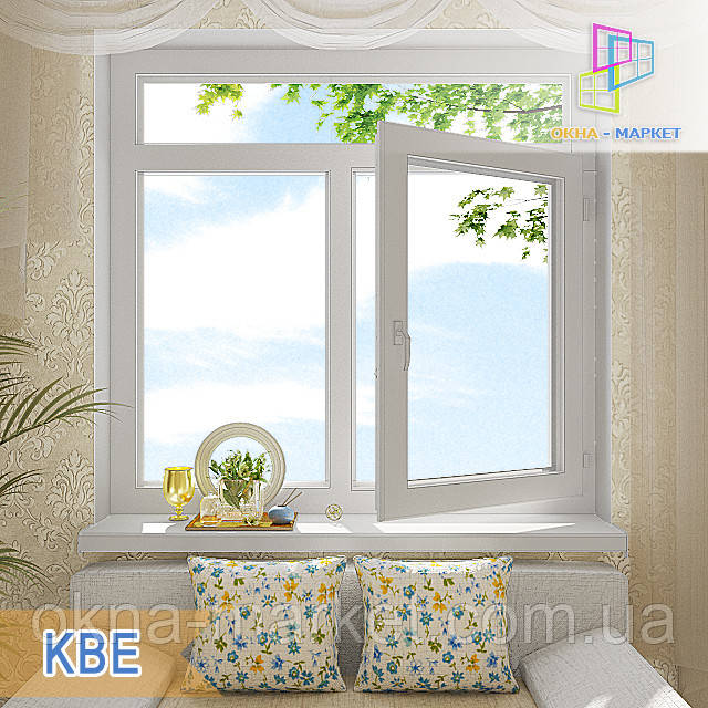 Вікна з фрамугою КВЕ Optima Київ, 1400х1700 мм "Окна Маркет", фото 1