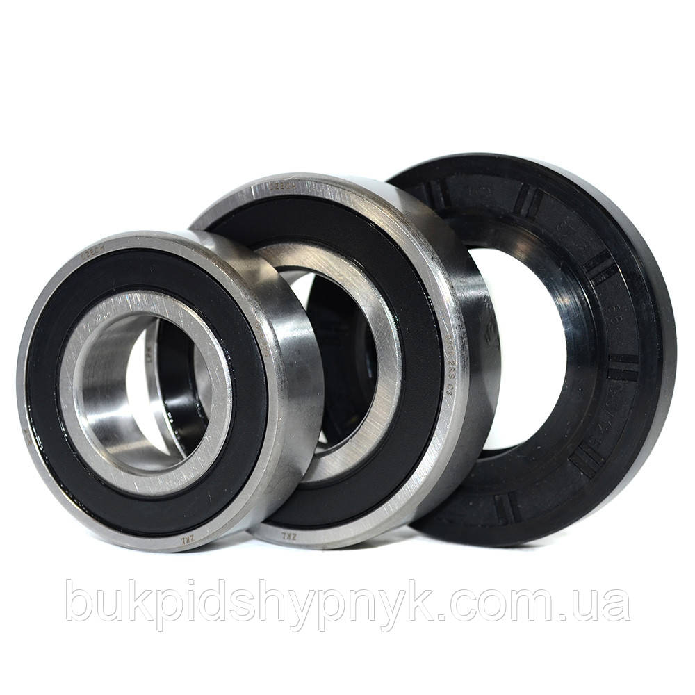 Ремонтний комплект підшипників для пральних машин LG, Zanussi; Electrolux ZKL 6205 2RS і 6206 2RS і сальник, фото 1