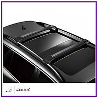Багажник на крышу Renault Clio 2007- черный на рейлинги