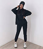 Зимовий вільний костюм жіночий на флісі з худі та штанами, фото 3