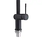 Кран для кухні Qtap Scorpio 9050105FB з висувним виливом чорний круглий з тонкою ручкою, фото 5