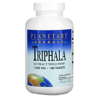 Planetary Herbals, Трифала, 1000 мг, Triphala, 180 таблеток