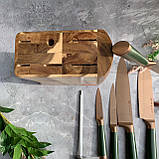Набір кухонних ножів із дерев'яною підставкою 7 предметів Edenberg EB-11029 Набір ножів із неіржавкої сталі, фото 3