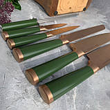 Набір кухонних ножів із дерев'яною підставкою 7 предметів Edenberg EB-11029 Набір ножів із неіржавкої сталі, фото 2