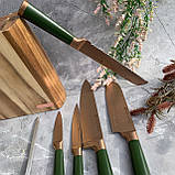 Набір кухонних ножів із дерев'яною підставкою 7 предметів Edenberg EB-11029 Набір ножів із неіржавкої сталі, фото 4