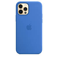 Чехол силиконовый Silicone Case для Apple iPhone 12 Pro Max (6.7) с закрытым низом-(Capri Blue) Синий