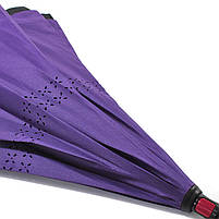 Парасолька навпаки Lesko Up-Brella Фіолетовий смарт-парасолька зворотного складання, фото 6