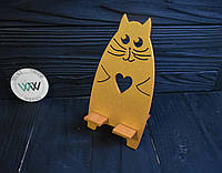 Декоративная подставка из дерева для телефона в форме кошки, подставка держатель под телефон и планшет.