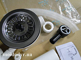 Сифон для мийки з круглим переливом (євро вентиль). Оптом