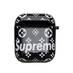 Чохол-футляр для навушників Apple Airpods Glossy Brand, Supreme Black