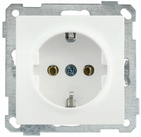 Розетка РС11-1-0-Б з заземлюючим контактом 16А BOLERO білий IEK, фото 1