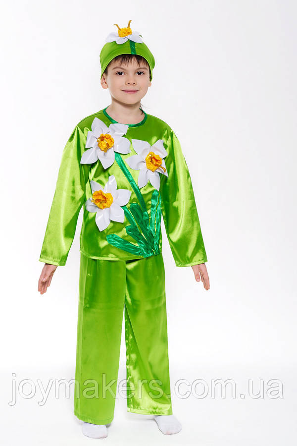 Дитячий карнавальний костюм для дітей «Нарцис» на зріст 110-116, 116-122 см, салатовий, фото 1