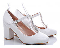 Женские белые лакированные туфли с ремешком 37 38 40