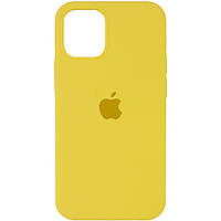 Чехол силиконовый Silicone Case для Apple iPhone 12 Mini (5.4) с закрытым низом- (Yellow) Желтый