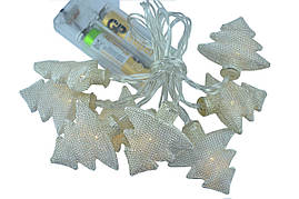Новорічна гірлянда "Ялинки" 8 LED, Білий теплий світло, що на пальчикових батарейках