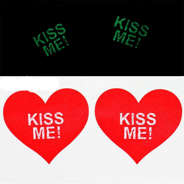 Вінілові наклейки на соски, що світяться, "Kiss Me!" - Садо-мазо