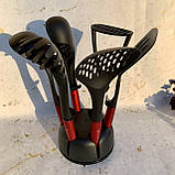 Набір кухонного приладдя на підставці 7 предметів Edenberg EB-3607 Набір поварешек з нейлону Червоний, фото 8