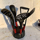 Набір кухонного приладдя на підставці 7 предметів Edenberg EB-3607 Набір поварешек з нейлону Червоний, фото 9