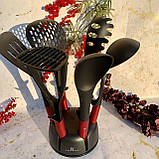 Набір кухонного приладдя на підставці 7 предметів Edenberg EB-3607 Набір поварешек з нейлону Червоний, фото 2