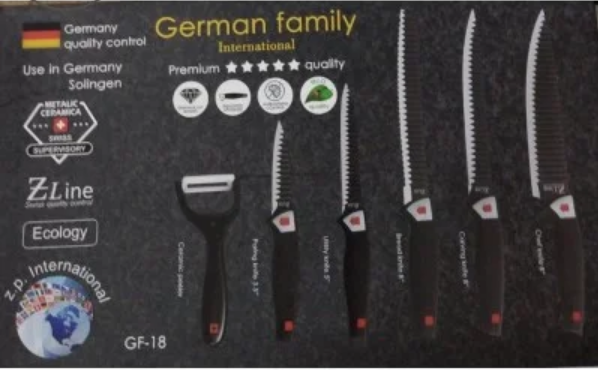 Набір Ножів German Family GF-18 6 пр. 4 Ніжа овощечистка Ножіці | Ножі кухонні універсальні