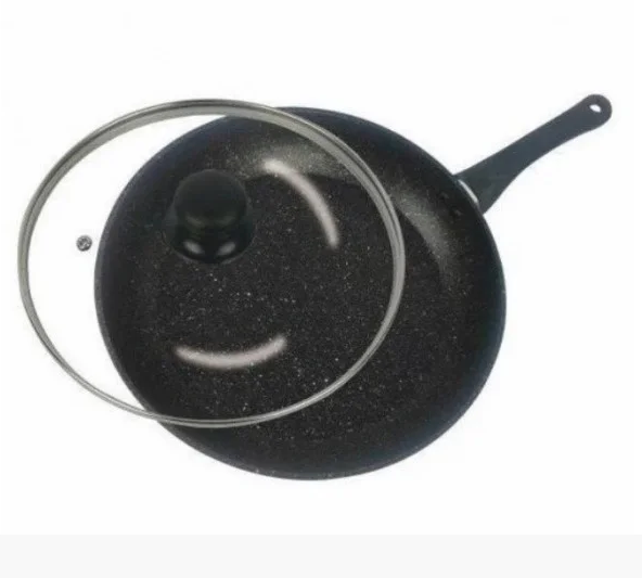 Сковорода з кришкою German Family GF-050-MB-28 см алюміній з мармуровим покриттям, фото 1