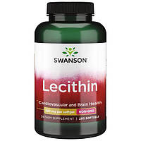 Лецитин, Lecithin Non-GMO, Swanson, 520 мг, 250 капсул