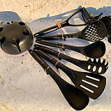 Набір кухонного приладдя на підставці 7 предметів Edenberg EB-3607 Набір поварешек з нейлону Чорний, фото 7