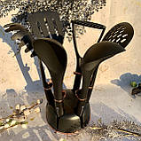 Набір кухонного приладдя на підставці 7 предметів Edenberg EB-3607 Набір поварешек з нейлону Чорний, фото 2