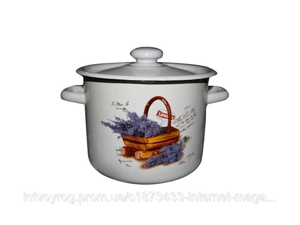Каструля ем. 4,5л /2 циліндрична Кошик лаванди (молочна) (I1615/2) ТМ IDILIA, фото 1