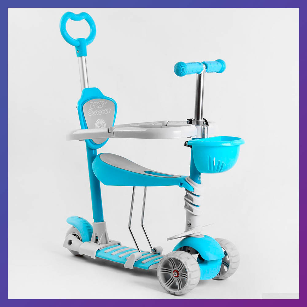 Дитячий триколісний самокат беговел з сидінням складаний Best Scooter B-3047 5в1 для дітей від 2 років синій