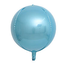 Фольгована кулька 4D сфера блакитний 15" (42см) Китай
