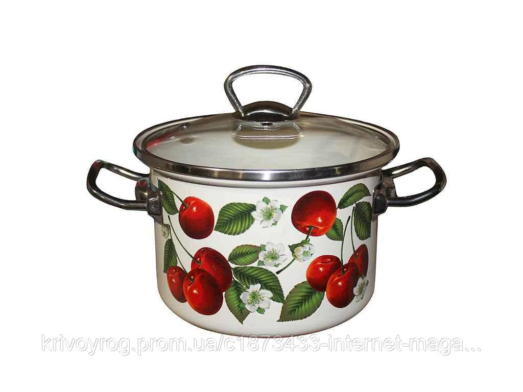 Каструля ем. 2л циліндрична Черешня молочна (I831105) інд.уп. ТМ IDILIA, фото 1