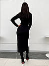 Жіноче довге облягаюче трикотажне плаття міді з розрізом Саяна бежеве 42 44 46 48 розміри, фото 3
