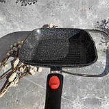 Сковорода гриль зі знімною ручкою 24 см Edenberg EB-8129 Сковорода-гриль з мармуровим антипригарним покриттям, фото 3