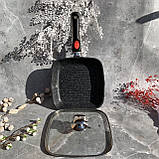 Сковорода гриль зі знімною ручкою 24 см Edenberg EB-8129 Сковорода-гриль з мармуровим антипригарним покриттям, фото 2