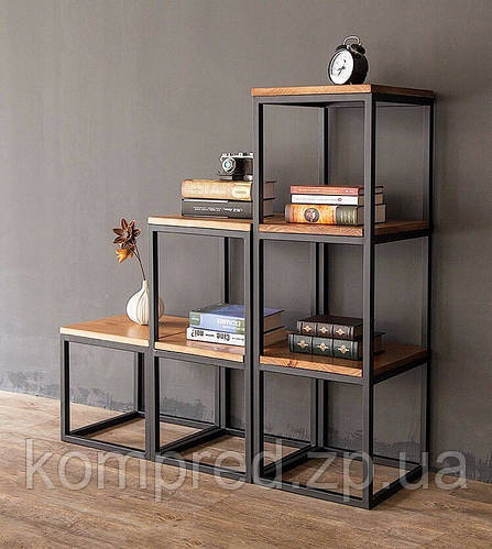 Стеллаж из металла и дерева в стиле Лофт 1200х1200х400 Хаксли, цена ...