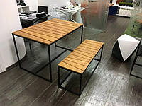 Стол обеденный со скамьей в стиле Лофт НК1