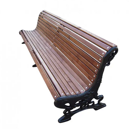 Лава №9 дерев'яна садово-паркова 280х90х80 см три ніжки-опори чавунні, фото 1