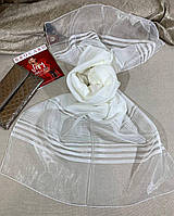 Модный нарядный тонкий женский шарф из вискозы с органзой 70*180см белый
