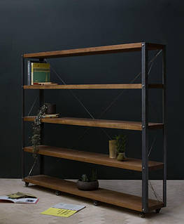 Стелаж на коліщатках в стилі Лофт 1600х1800х300 Арабис 3