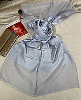 Стильный нарядный тонкий женский шарф из вискозы с органзой 70*180см серый
