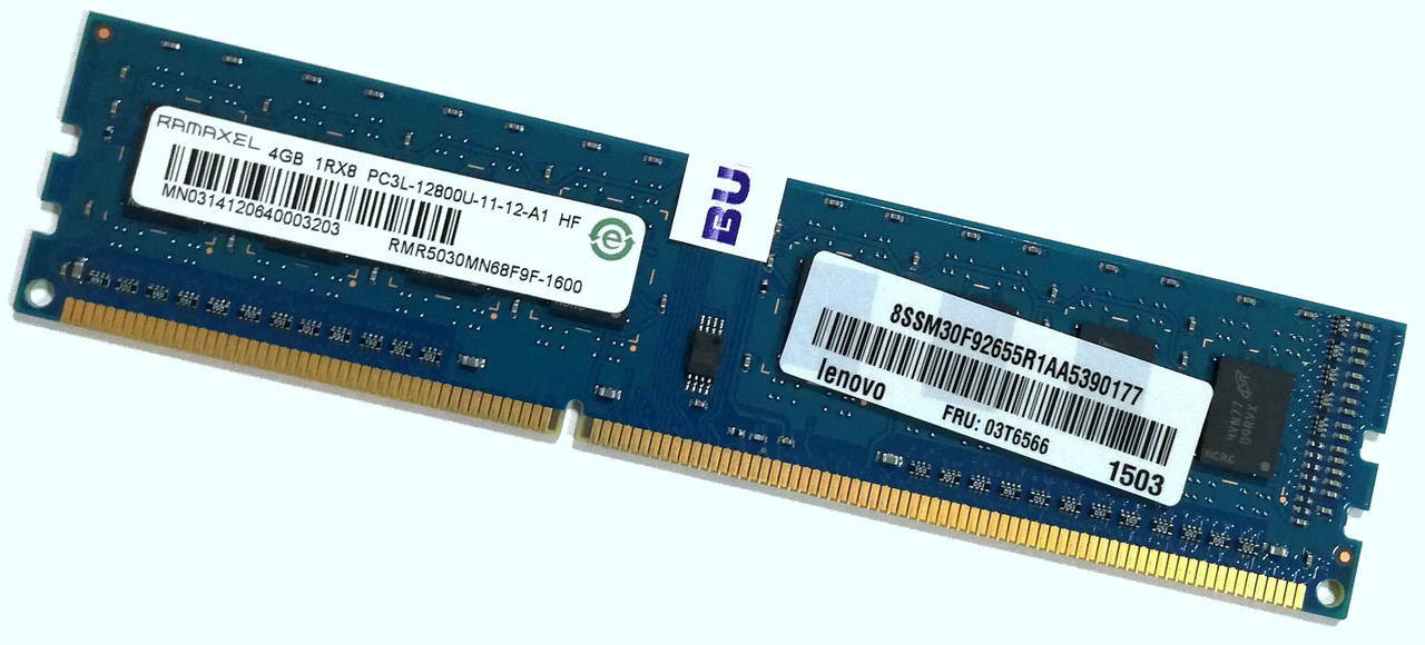 Оперативна пам'ять Ramaxel DDR3L 4Gb 1600MHz 12800U 2Rx8 CL11 (RMR5030MN68F9F-1600) Б/В